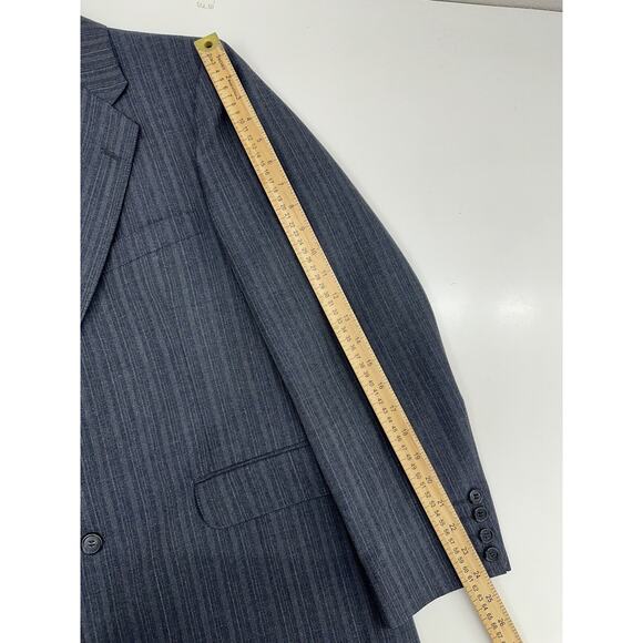 Anderson Little Mens Suit Coat Size Unknown Gray Pinstripe Two Button Up - Picture 11 of 13